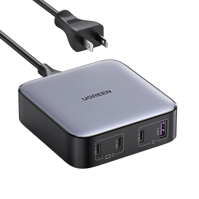 Cargador de Escritorio de 100W | 4 Puertos de Carga Rápida | 3 USB-C | 1 USB-A | Tecnología GaN II +SIC | Power Delivery 3.0 | Quick Charge 4.0 | Chip Confiable y Carga Inteligente | Optimiza la Experiencia de Carga