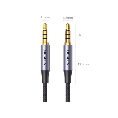 Cable Auxiliar de 3.5mm / Cable Audio Estéreo / Núcleo de Alambre de Cobre Esmaltado / Carcasa de Aluminio Azul + Nylon Trenzado /  Soporta Micrófono / 5 Metros