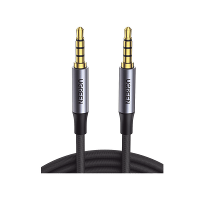 Cable Auxiliar de 3.5mm / Cable Audio Estéreo / Núcleo de Alambre de Cobre Esmaltado / Carcasa de Aluminio Azul + Nylon Trenzado /  Soporta Micrófono / 5 Metros