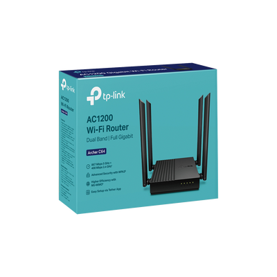 Router inalámbrico AC 1200 doble banda MU-MIMO, 1 puerto WAN 10/100/1000 Mbps Y  4 puertos LAN 10/100/1000 Mbps