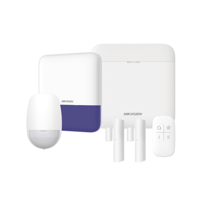 (AX PRO) KIT de Alarma AX PRO / Incluye: 1 Hub con bateria de respaldo / 1 Sensores PIR / 2 Contactos Magnéticos / 1 Control Remoto / 1 Sirena Inalambrica Exterior / WiFi / Compatible con Hik-Connect P2P