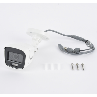 Bala TURBOHD 2 Megapíxel (1080p) / Microfono Integrado / Imagen a color 24/7 / Lente 2.8 mm / METAL / Luz Blanca 20 mts / Exterior IP66 / TVI-AHD-CVI-CVBS / dWDR