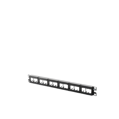 Panel de Parcheo Modular Mini-Com (Sin Conectores), Plano, Sin Blindaje, Con Etiqueta y Cubierta, de 24 puertos, 1UR