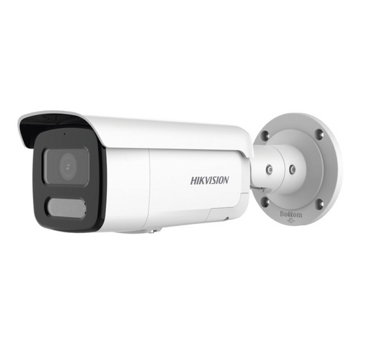 [ PROTECCIÓN ACTIVA  Bala IP 8 Megapixel / Lente 4 mm / Dual Light (60 mts IR + 60 mts Luz Blanca) / Exterior IP67 / Luz Intermitente y Alerta de Audio / Micrófono Integrado / Videoanaliticos (Filtro de Falsas Alarmas)