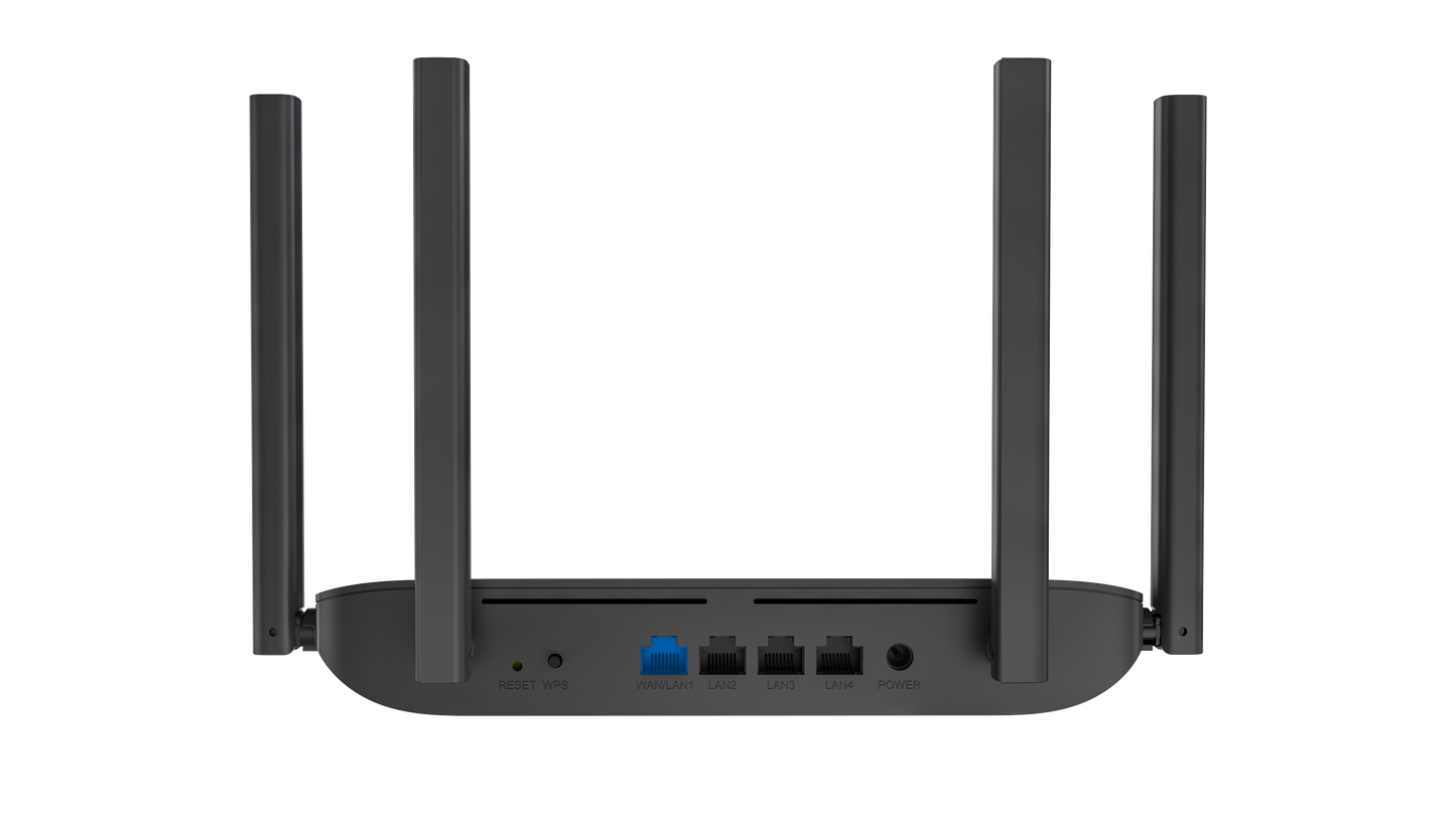 Router Inalámbrico WISP / Wifi 6 / Hasta 1500 Mbps / Doble Banda AC (2.4 GHz y 5 GHz) / 4 Puertos 10/100/1000 Mbps /  4 Antenas Omnidireccional de 20 dBi / Interior