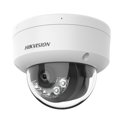 Domo IP 6 Megapixel / Lente 2.8 mm / Dual Light (30 mts IR + 30 mts Luz Blanca) / Micrófono Integrado / Antivandálico IK08 / ACUSENSE Lite / Exterior IP67 / H.265 / PoE / ONVIF / Micro SD