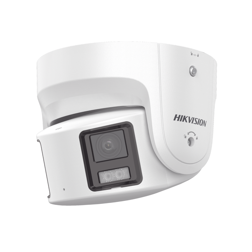 [ PROTECCIÓN ACTIVA ] Turret IP Panorámica 8 Megapíxel / 2 Lentes 4 mm (180°) / Imagen a Color 24/7 (ColorVu) / PoE / WDR 130° / IP67 / ACUSENSE / Luz Estroboscópica y Alarma Audible / 30 mts Luz Blanca / Micro SD
