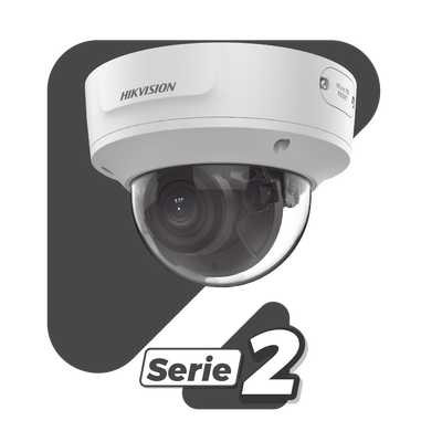 Domo IP 2 Megapixel / Lente Mot. 2.8 a 12 mm / 40 mts IR EXIR /Exterior IP67 / IK10 / WDR 120 dB / PoE / ACUSENSE (Evita Falsas Alarmas) / Entrada y Salida de Audio y Alarma / MicroSD / ONVIF