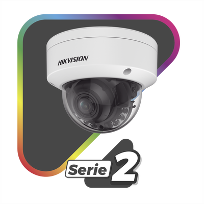 [Dual Light + ColorVu] Domo IP 4 Megapixel / Lente 3.6 - 9 mm / 40 mts IR + 40 mts Luz Blanca / WDR 130 dB / Exterior IP67 / IK10 / Captura Facial / Videoanaliticos (Filtro de Falsas Alarmas) / MicroSD