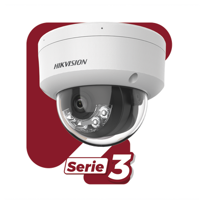 [Dual Light] Domo IP 4 Megapixel / Lente 2.8 mm / 30 mts IR + 30 mts Luz Blanca / Micrófono Integrado / Antivandálico IK08 / ACUSENSE Lite / Exterior IP67 / H.265 / PoE / ONVIF / Micro SD