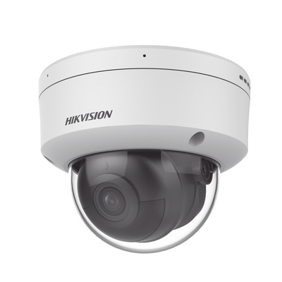 Domo IP 4 Megapixel / Lente 2.8 mm / 40 mts IR / Exterior IP67 / IK10 / Microfono Integrado / ACUSENSE / DARKFIGHTER / Audio y Alarma I/O / PoE / Captura Facial / ONVIF / Micro SD