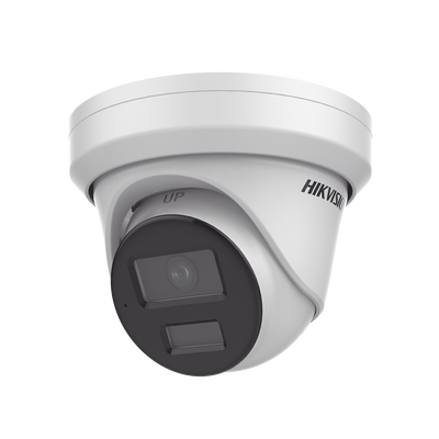 Turret IP 4 Megapixel / Lente 2.8 mm / Dual Light (40 mts IR + 40 mts Luz Blanca / Darkfighter S / MicrÛfono Integrado /  Exterior IP67 / WDR 130 dB /  AcuSense / Captura Facial / HEOP