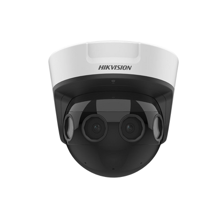 PanoVu Series / Vista Panorámica 180° / 32 Megapixel en Total / 4 Lentes 2.8 mm (4 Lentes 8 Megapixel) / 20 mts IR / Exterior IP67 / IK10 / 12 Vcc / PoE+ / Micro SD