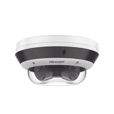 PanoVu Series / Vista Panorámica 360º / 4 Lentes Mot. 2.8 a 12 mm (4 Megapixel por Lente) / 16 Megapixel en Total / WDR 120 dB / DARKFIGHTER / Exterior IP67 / IK10 / PoE+ / 30 mts IR / Micro SD