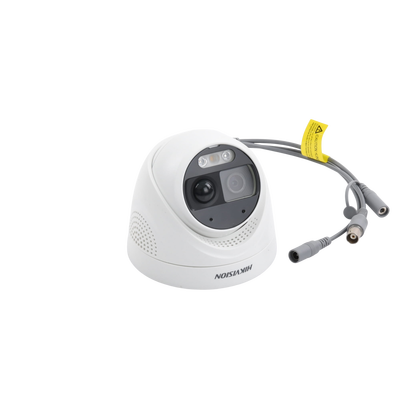 Turret TURBOHD 2 Megapixeles (1080p) / Imagen a color 24/7 / Lente 2.8 mm / Luz Blanca 20 mts / Exterior IP67 / WDR 130dB / Sensor PIR / Sirena Integrada / Estrobo ROJO - AZUL / Micrófono Integrado