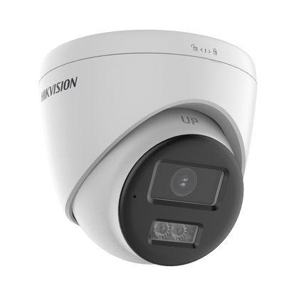 [Audio Bidireccional + Dual Light + ColorVu] Turret TURBOHD 4K (8 Megapixel) / Lente 2.8 mm / 40 mts IR EXIR + 40 mts Luz Blanca / Micrófono y Bocina Integrado / Exterior IP67 / dWDR