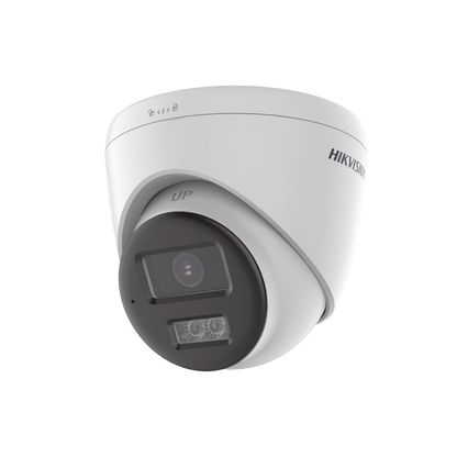 [Audio Bidireccional + Dual Light + ColorVu] Turret TURBOHD 4K (8 Megapixel) / Lente 2.8 mm / 40 mts IR EXIR + 40 mts Luz Blanca / Micrófono y Bocina Integrado / Exterior IP67 / dWDR