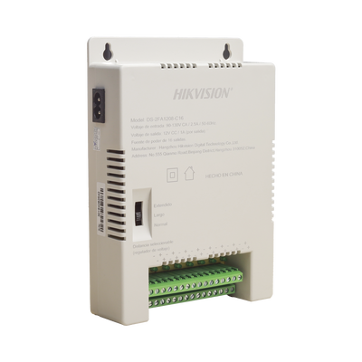 Fuente de Poder Regulada 12 Vcc / 13.5 Vcc / 15 Vcc para 16 Cámaras / 1 Amp por Salida / Voltaje de Entrada 90 - 130 VCA / Soporta 4K / Modo para Largas Distancias