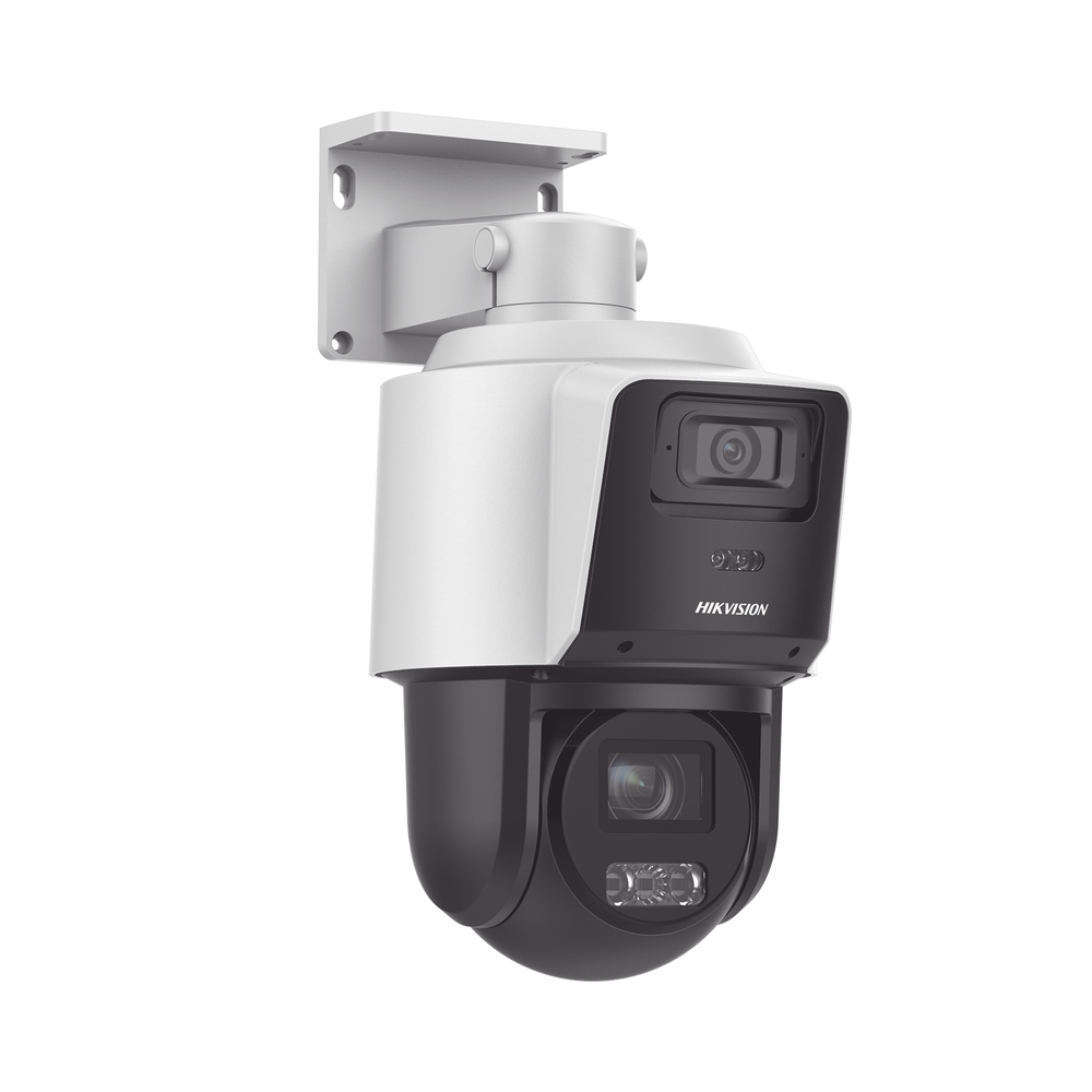 [TandemVu] PTZ IP 4 Megapixel con Cámara Panorámica 4 Megapixel / 4X Zoom / Dual Light (40 mts IR + 30 mts Luz Blanca) / ACUSENSE / IP66  / PoE+ / DARKFIGHTER / Micro SD / Incluye Base para Techo o Pared