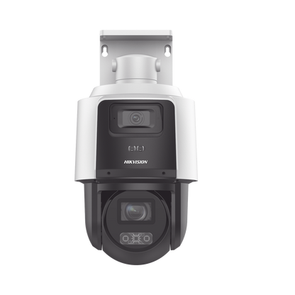 [TandemVu] PTZ IP 4 Megapixel con Cámara Panorámica 4 Megapixel / 4X Zoom / Dual Light (40 mts IR + 30 mts Luz Blanca) / ACUSENSE / IP66  / PoE+ / DARKFIGHTER / Micro SD / Incluye Base para Techo o Pared