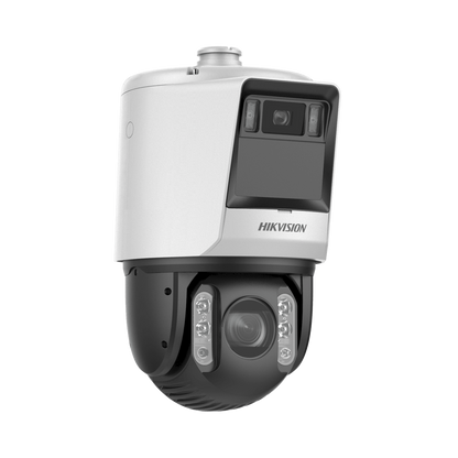 [TandemVu] PTZ IP 4 Megapixel con Cámara Panoramica 6 Megapixel / 32X Zoom / 200 mts IR / 30 mts Luz Blanca / ACUSENSE / IP66 / Alerta Audible y Luz Estroboscopica / Autoseguimiento / Hi-PoE / Alarmas I/O / Ultra Baja Iluminación / Micro SD