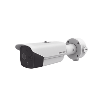 Bala IP Dual / Térmica 6.2 mm (160 x 120) / Óptico 8 mm (4 Megapixel) / DETECCIÓN DE PERSONAS 182 m /40 mts IR / Exterior IP67 / PoE / Termométrica / Detección de Temperatura / Sirena y Luz Inte / Micro SD 32 GB Incluida