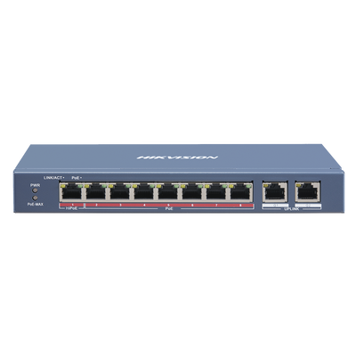 Switch PoE+ / No Administrable / 7 Puertos 10/100 Mbps PoE+(30 W) / 1 Puerto 100 Mbps PoE++ (60 W) / 2 Puertos 10/100/1000 Mbps / PoE hasta 250 Metros / 110 W