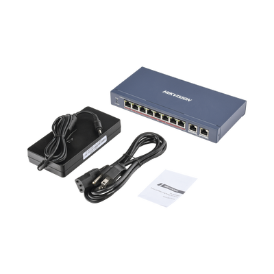 Switch PoE+ / No Administrable / 7 Puertos 10/100 Mbps PoE+(30 W) / 1 Puerto 100 Mbps PoE++ (60 W) / 2 Puertos 10/100/1000 Mbps / PoE hasta 250 Metros / 110 W