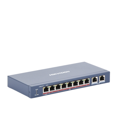 Switch PoE+ / No Administrable / 7 Puertos 10/100 Mbps PoE+(30 W) / 1 Puerto 100 Mbps PoE++ (60 W) / 2 Puertos 10/100/1000 Mbps / PoE hasta 250 Metros / 110 W