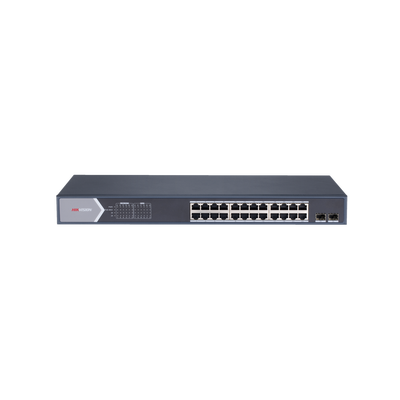 Switch Gigabit PoE+ / Administrable / 24 Puertos 10/100/1000 Mbps PoE+ / 2 Puertos SFP / Configuración Remota desde Hik-PartnerPro / PoE Extendido 250 Metros / 370 Watts