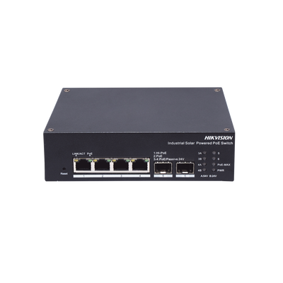 Switch Industrial Administrable Gigabit / 3 Puertos Gigabit PoE+ (30 W) + 1 Puertos Gigabit PoE++ (60 W) / 2 Puertos SFP / 120 W Total / 48 a 57 VCD / Ideal para Proyectos / 300 Metros de Distancia