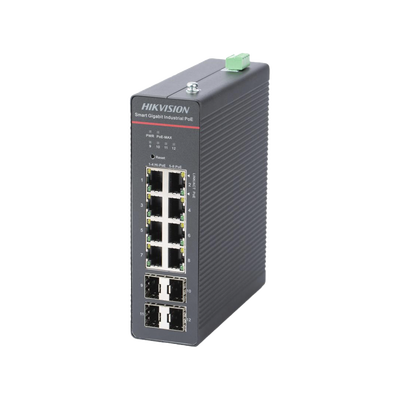 Switch Gigabit PoE+ / Industrial / Administrable / 4 Puertos Gigabit PoE+ (90 W) + 4 Puertos Gigabit PoE+(30 W) / 4 Puertos Gigabit SFP / 300 W Total / 48 a 57 VCD / Ideal para Proyectos / 300 Metros de Distancia