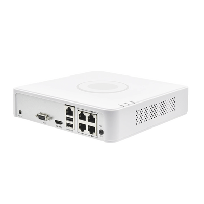 NVR 4 Megapixel (Compatible con Cámaras ACUSENSE) / 4 canales IP / 4 Puertos PoE /1 Bahía de Disco Duro / Salida de Vídeo Full HD