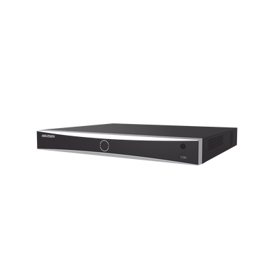 NVR 12 Megapixel (4K) / 32 canales IP / 16 Puertos PoE+ / Recocimiento Facial / AcuSense (Evita Falsas Alarmas) / 2 Bahías de Disco Duro / Swtich PoE 300 mts / HDMI en 4K / Alarmas I/O