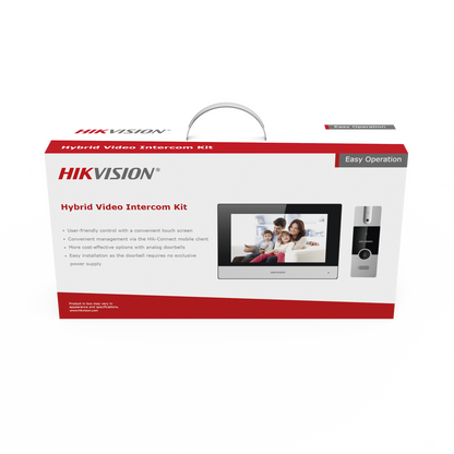 Kit de Videoportero Analógico / IP a 4 Hilos con Función de Llamada a App Hik-Connect / Monitor se Conecta a Internet por Cable o WiFi y por 4 Hilos al Frente de Calle / Expandible a Mas Equipos