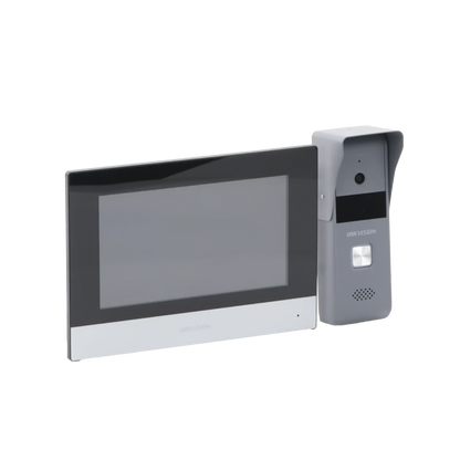 Kit de Videoportero Analógico METALICO / IP a 4 Hilos con Función de Llamada a App Hik-Connect / Monitor se Conecta a Internet por Cable o WiFi y por 4 Hilos al Frente de Calle  IP65 / Expandible a Mas Equipos