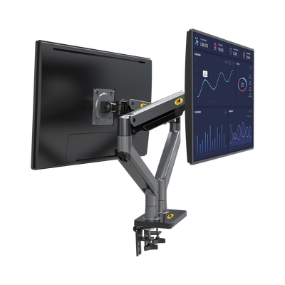 Montaje de Escritorio articulado para 2 monitores de 22"-32" /  Soporta hasta 15 kg x  brazo / Vesa 75 x 75 / 100 x 100 / Acero / Giro: 360°