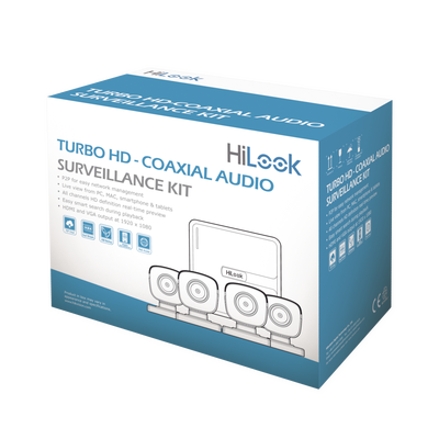 (MICRÓFONO Integrado) Kit TurboHD 1080p Lite / DVR 4 canales / Audio por Coaxitron / 4 Cámaras Bala de Policarbonato con Micrófono Integrado