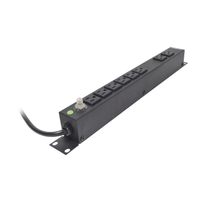 Tomacorriente Horizontal (PDU) de 8 Contactos (NEMA 5-15R) Rack 19" 1UR. Voltaje Entrada/Salida: 120Vca/15A