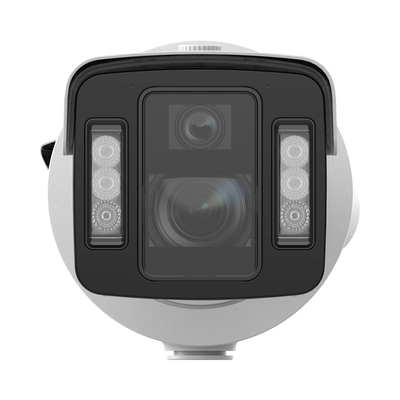 [TandemVu] Bala IP Dual 4 Megapixel (2 Lentes) / Lente Fijo (4 mm / ColorVu) y Lente Mot. (5 a 20 mm / DarkFighter X) / Luz Dual (IR y Luz Blanca) / IP67 / IK10 / Reconocimiento Facial / ACUSENSE / WDR 140 dB / DeepinView / Búsqueda por Atributos