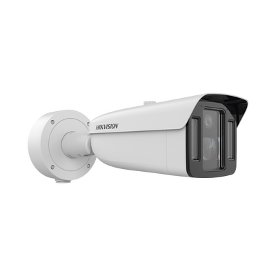 [TandemVu] Bala IP Dual 4 Megapixel (2 Lentes) / Lente Fijo (4 mm / ColorVu) y Lente Mot. (5 a 20 mm / DarkFighter X) / Luz Dual (IR y Luz Blanca) / IP67 / IK10 / Reconocimiento Facial / ACUSENSE / WDR 140 dB / DeepinView / Búsqueda por Atributos