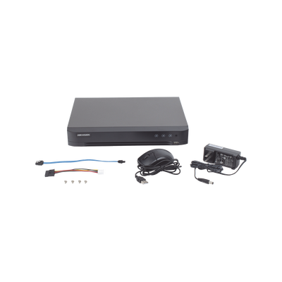 DVR 4 Canales TurboHD + 2 Canales IP / 5 Megapixel Lite - 3K Lite / Acusense (Evista falsas alarmas) / Audio por Coaxitron / 1 Bahía de Disco Duro / Salida de Video en Full HD