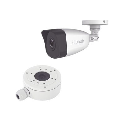 HiLook Series / Bala IP 4 Megapixel / 30 mts IR / Exterior IP67 / PoE / dWDR / Lente 2.8 mm + Caja de conexión DS-1280ZJ-XS