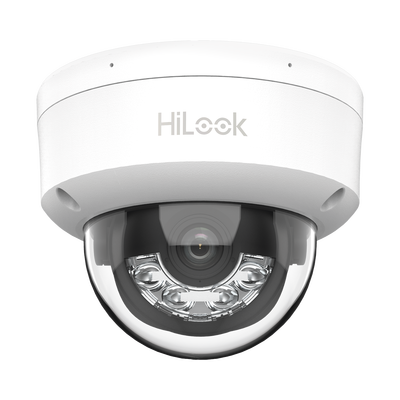 [Dual Light] Domo IP de 2 Megapixel (1080p) / Uso en interior Lente 2.8 mm / 20 mts IR + 15 mts Luz Blanca / Micrófono Integrado / ACUSENSE Lite / PoE / dWDR / H.265+ / ONVIF