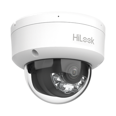[Dual Light] Domo IP de 2 Megapixel (1080p) / Uso en interior Lente 2.8 mm / 20 mts IR + 15 mts Luz Blanca / Micrófono Integrado / ACUSENSE Lite / PoE / dWDR / H.265+ / ONVIF