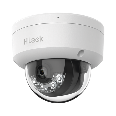 [Dual Light] Domo IP de 2 Megapixel (1080p) / Uso en interior Lente 2.8 mm / 20 mts IR + 15 mts Luz Blanca / Micrófono Integrado / ACUSENSE Lite / PoE / dWDR / H.265+ / ONVIF
