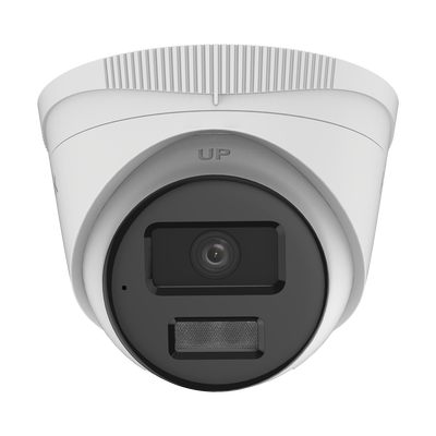 [Dual Light] Turret IP 4 Megapixel  / Lente 2.8 mm / 20 mts IR + 20 mts Luz Blanca / Micrófono Integrado / ACUSENSE Lite / Exterior IP67 / PoE / dWDR / H.265+ / ONVIF