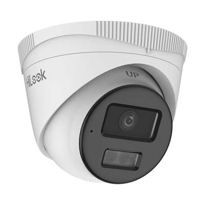 [Dual Light] Turret IP 4 Megapixel  / Lente 2.8 mm / 20 mts IR + 20 mts Luz Blanca / Micrófono Integrado / ACUSENSE Lite / Exterior IP67 / PoE / dWDR / H.265+ / ONVIF