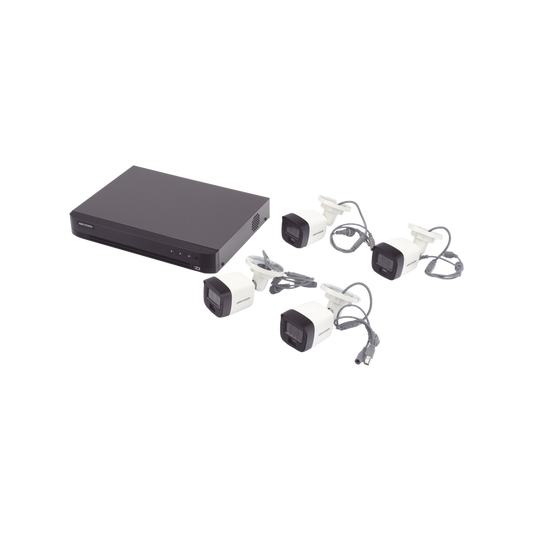 [Dual Light] Kit TurboHD 3K (5 Megapixel) / DVR 4 Canales / 4 Cámaras bala Dual Light / Micrófono Integrado / Accesorios de Interconexión / Fuente de Poder