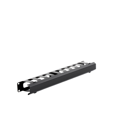 Organizador de cables horizontal 19" con cubierta metálica, 1U